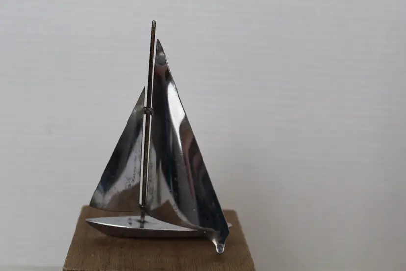 Vintage Metal Sailboat Figurine – Mid Century Modern Style Nautical Decor