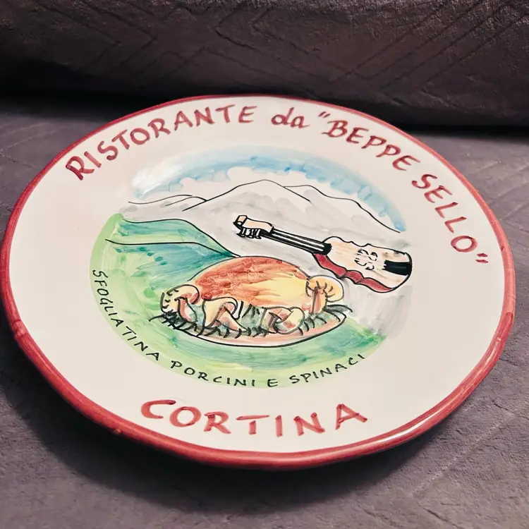 Hand Painted Ceramic Plate From A Restaurant In Cortina D’ Mezzo Italy