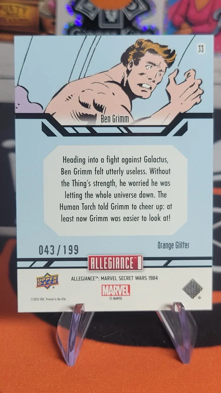Ben Grimm 2023 Upper Deck Allegiance Marvel Secret Wars #33 Orange Glitter /199