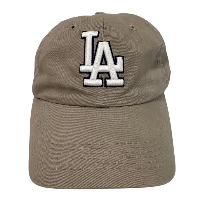 LA Dodgers MLB White Logo Beige Adjustable Baseball Hat