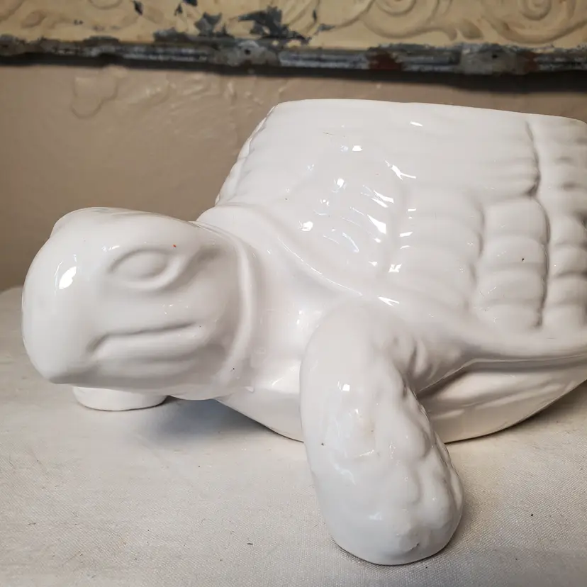 White Turtle Tortoise Planter