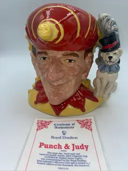 Two Sided Punch and Judy Royal Doulton Jug Mug Ltd Ed of 520 Of 2,500 D6946 COA