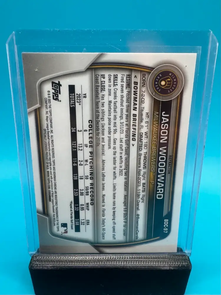 Jason Woodward 1st Bowman Chrome Refractor Milwaukee Brewers