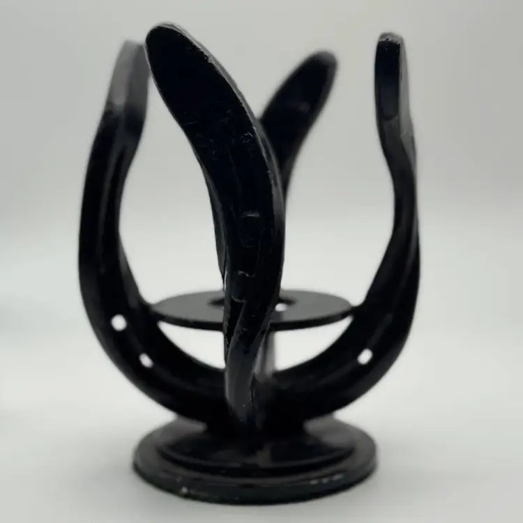 Iron Horseshoe Paperweight Stand for 3" and larger paperweights