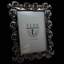 Ornate Gun Metal Tone Picture Frame 4x6 Baroque Scroll Design