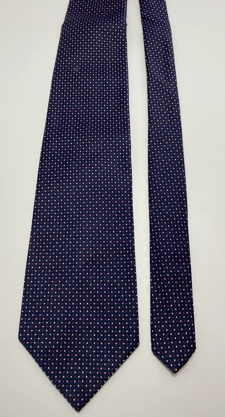 Vintage Superba Navy Blue, Red & White Dot Necktie 54.50" x 4"