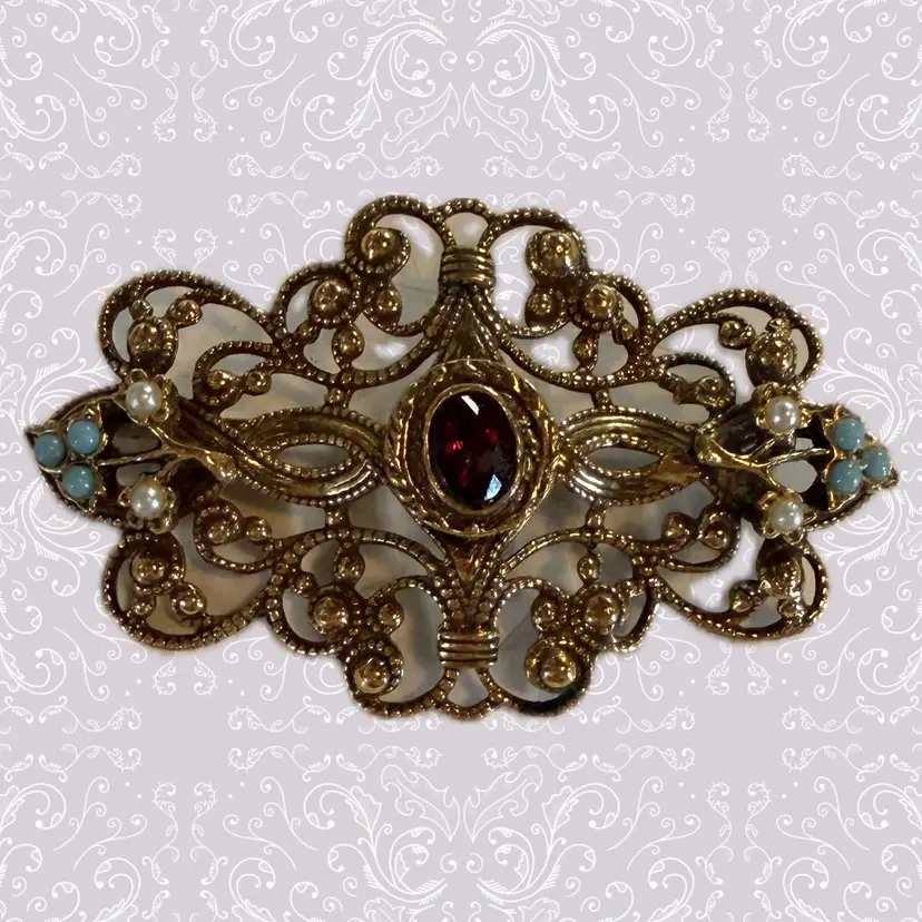 Antique Glass Rhinestone Brooch