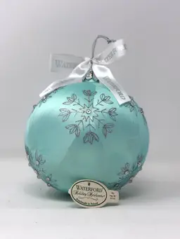 Teal Glass Christmas Ornament 4.5" Snow Crystal Waterford Holiday Heirlooms