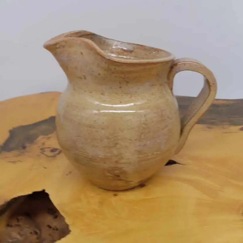 Small pottery pitcher, signed, creamer, vase, holder