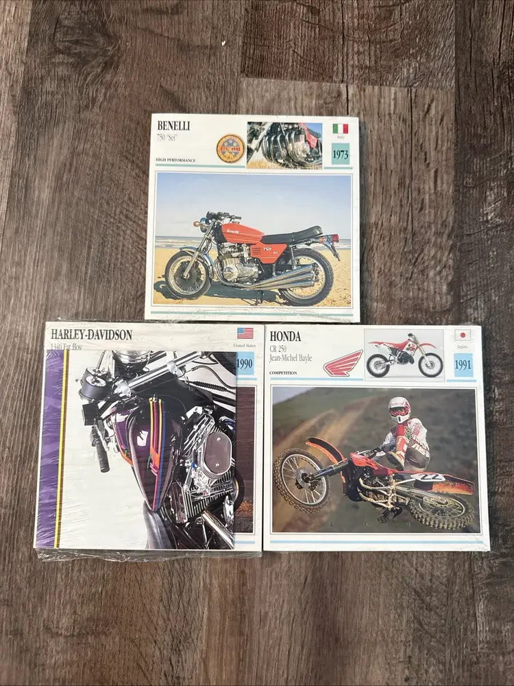 Vintage 1992 Motorcycle Spec Sheet Cards Information 3 Sets Factory Sealed