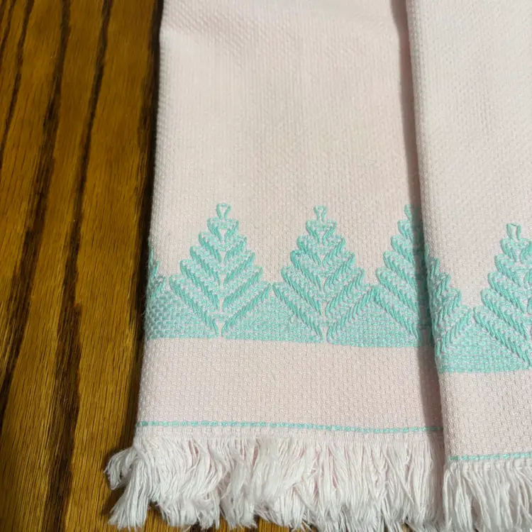 14-Vtg Hand Embroidered Cotton Pink
Dish Cloths