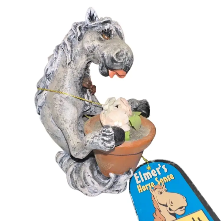 Retired Montana Silversmiths Elmers Horse Sense Pastor Pals Collection W/flower Pot