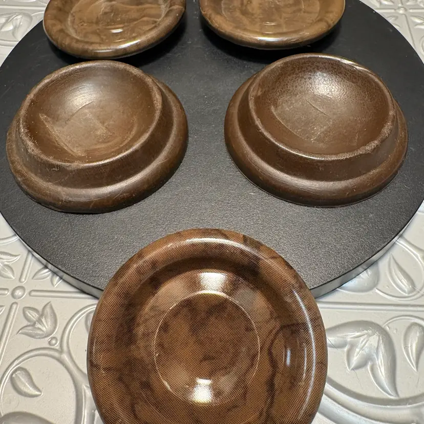 5 Vintage Paperweight Stands And 3 Chinese Paperweights Butterfly’s And A Flower