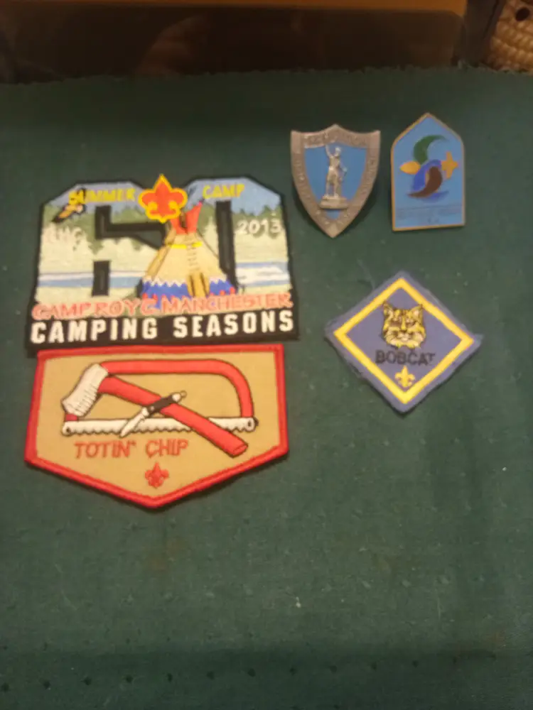 Boy Scout Patches and neckerchief slide.