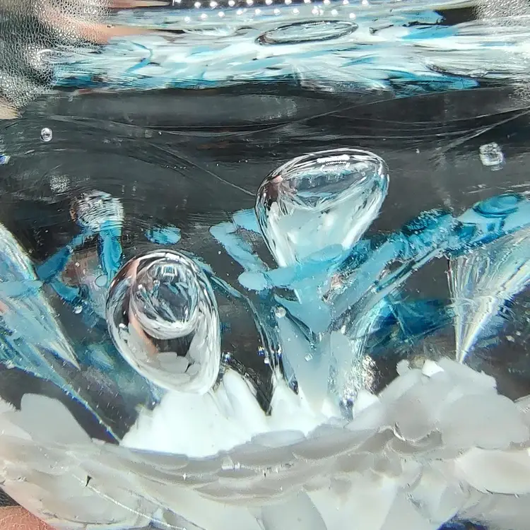 Vtg 1998 Gibson Art Glass Co. Floral Paperweight