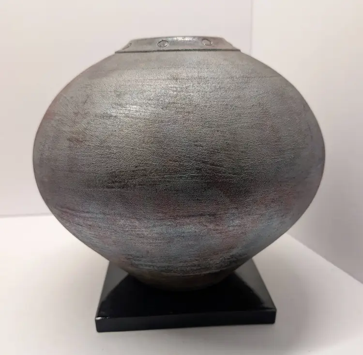 Raku Pottery vessel vase signed Spears 2000