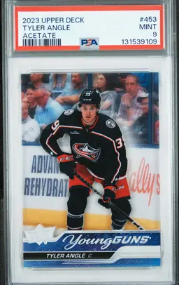 2023-24 Upper Deck Tyler Angle Acetate Young Guns Graded PSA 9 (Columbus Blue Jackets)