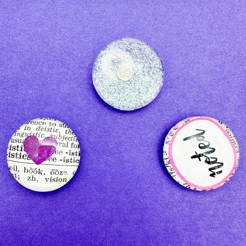 Handmade Magnet Set, Noted Heart Glitter
