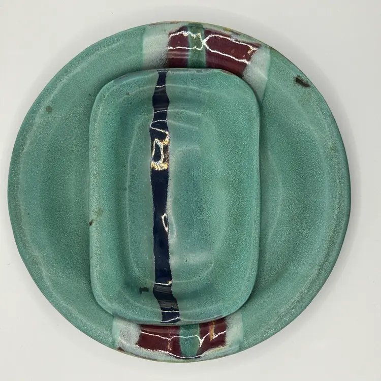#623 Handmade Studio Pottery, Ceramic, Signed, Plate And Trinket Dish, “Mangum”05