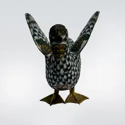 VTG Cloisonne Enamel Bronze Blue Green Standing Goose Figurine Web Feet