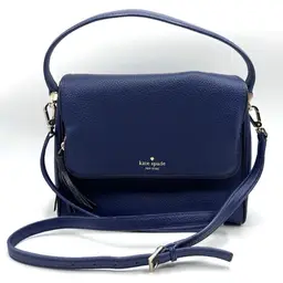 Kate Spade Miri Chester Street Handle Crossbody Bag Pebbled Leather Blue Flap