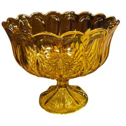 Anchor Hocking Amber Glass Pedestal Bowl