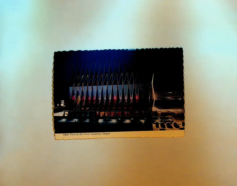 Night View of Air Force Academy Chapel Unused Postcard