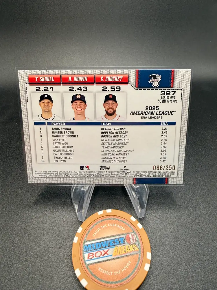 Tarik Skubal ERA Leaders #/250 2026 Topps Detroit Tigers