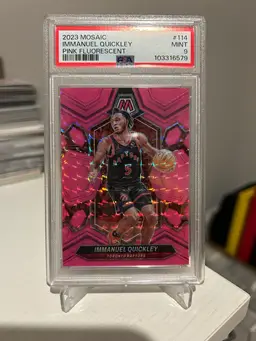 2023 Panini Mosaic Immanuel Quickley Pink Fluorescent /10 PSA 9 Card No. 114