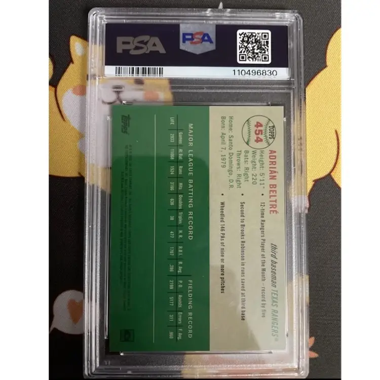 Adrian Beltre 2023 Topps Platinum Black Toile Refractor /10 PSA 9