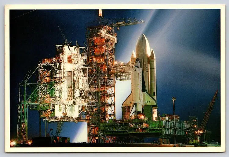 Postcard Space Shuttle at Night Johnson Space Center Houston Texas Astronomy
