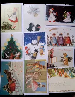 10 x Vintage Design Christmas Cards Random Pack #11