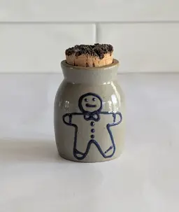 Beaumont Brothers Pottery Salt Glazed Ginger Bread Man Spice Jar With Cork 1998
