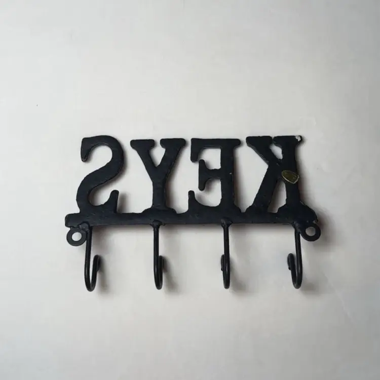 Decorative Cast Iron Wall Mounted Key Holder With Four Hooks