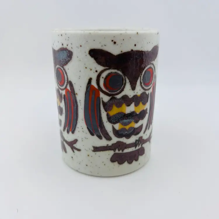 Vintage Adorable Groovy Owl Stoneware Mug