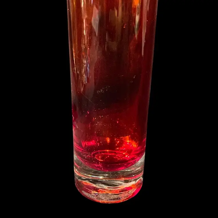 Ruby Red Glass Small Bouquet Vase With Clear Base