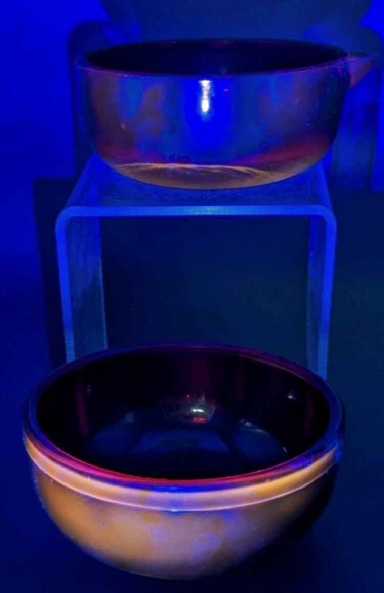 CADMIUM Ruby Red Glass Cream & Sugar and Condiment Bowls with Chrome Plated Pedestal Bases, Made in England | 2.6" Tall ea