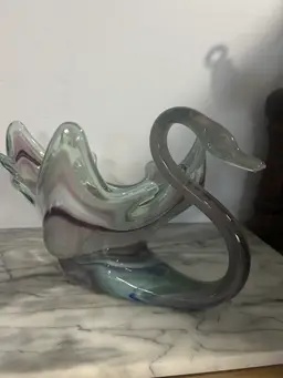 Morano Style Hand Blown Swan Bowl