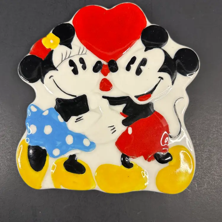 Vintage Treasure Craft Disney Mickey and Minnie Mouse Ceramic Trivet, Mexico