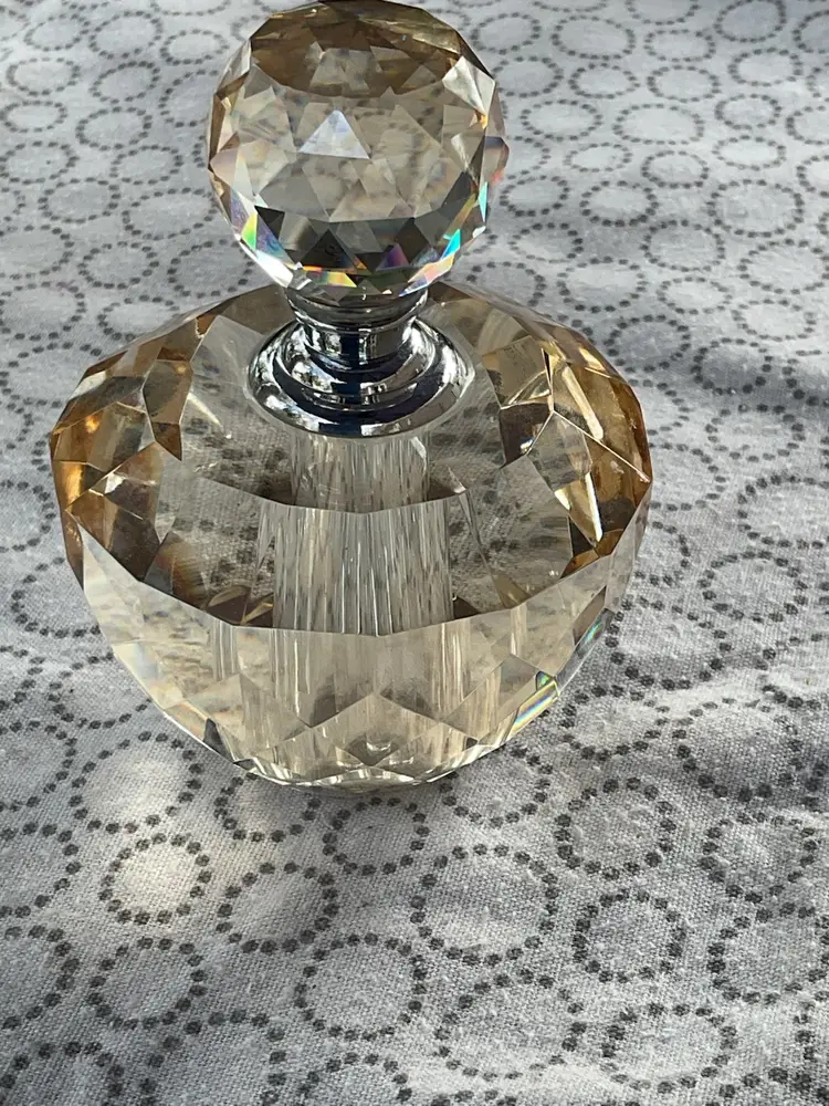 Oleg Cassini Signed Faced Glass Perfume Bottle