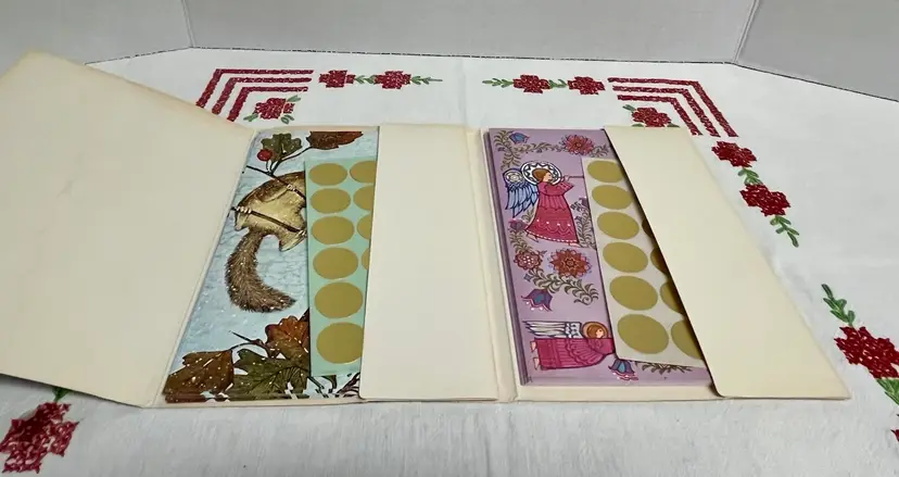Vintage “ Just a Notes “ Christmas card stationery sets made in USA by Current, Inc