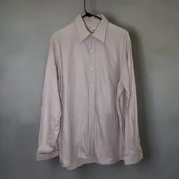 Perry Ellis Cotton Long Sleeve Button Down Shirt Soft Pink Houndstooth Sz L