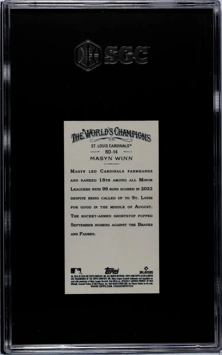 2024 Topps Allen & Ginter RD-14 Masyn Winn Mini Rookie Design SGC  9.5