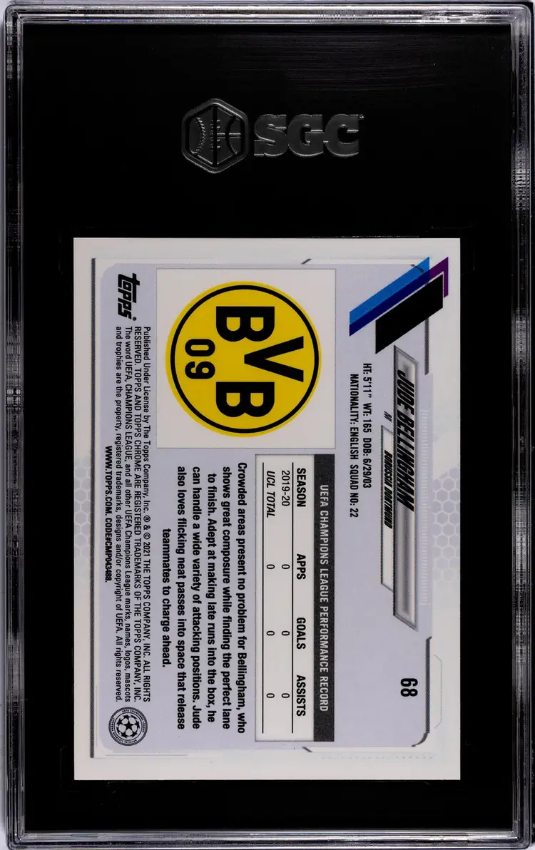 2020-21 Topps Chrome Pink Xfractor Jude Bellingham RC SGC 9.5