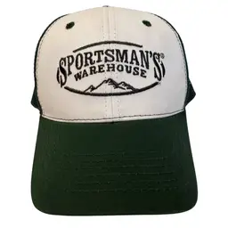 Sportsman’s Warehouse Mtn Logo Green & White Unisex Trucker Style Snapback NWT