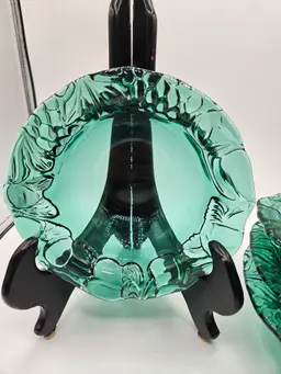 4 Vintage Dark Green Orchard Pattern Candy Dish 6.5" X 2.5" Bowls