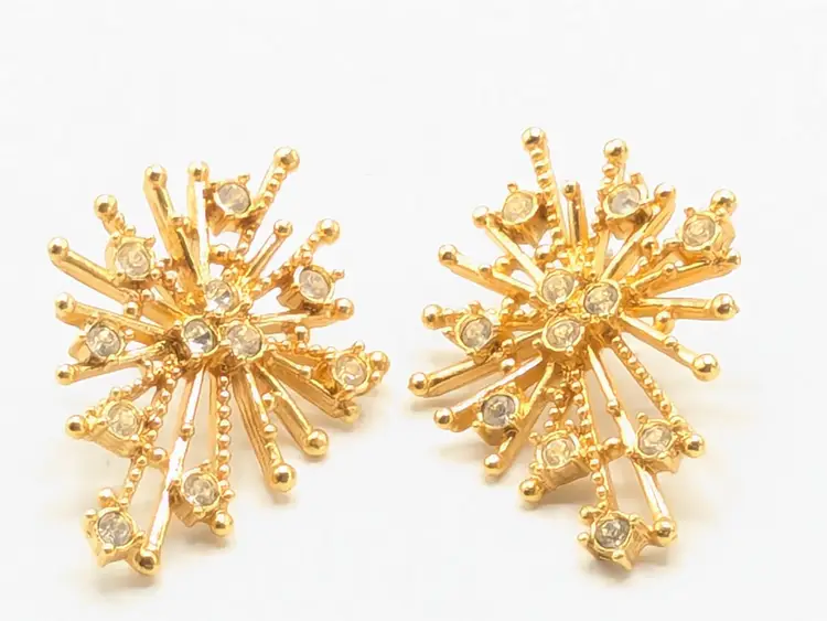Vintage Avon Gold Tone Starburst Pierced Earrings