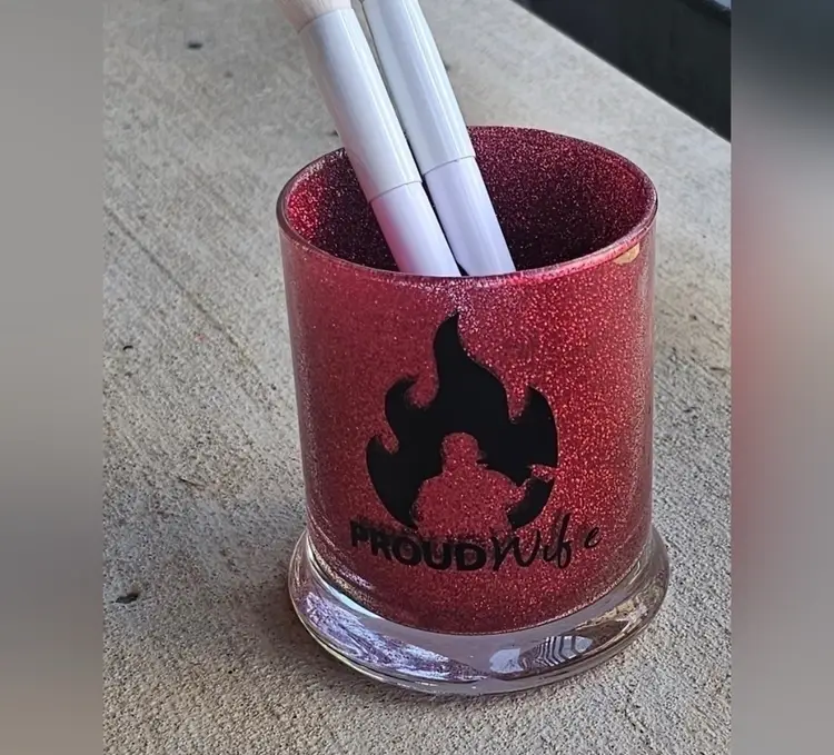 Firefighter wife Makeup Brush Holder