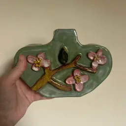 Handmade Redware Pottery Floral Vase