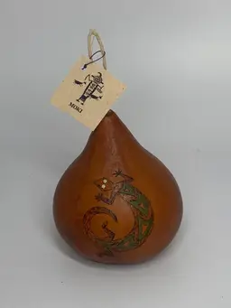 Moki Hand Painted Gourd Ornament, 3.5" Tall